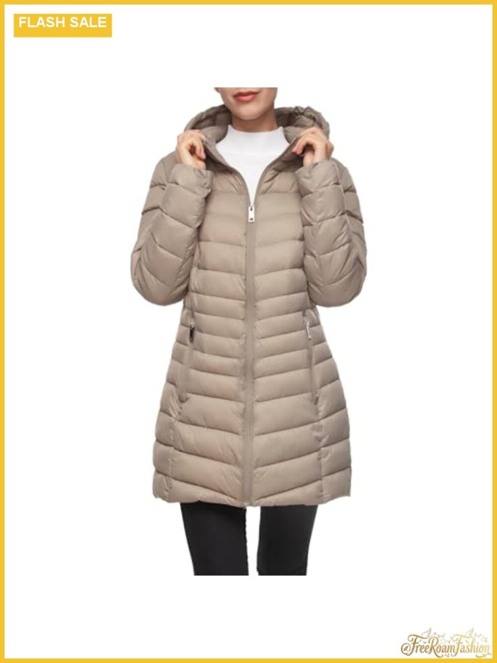 Packable Lightweight Water-Resistant Long Puffer Jacket Hooded